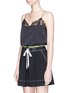 Front View - Click To Enlarge - ALEXANDER WANG - Drawcord hem lace trim cropped windbreaker camisole