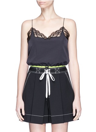Main View - Click To Enlarge - ALEXANDER WANG - Drawcord hem lace trim cropped windbreaker camisole