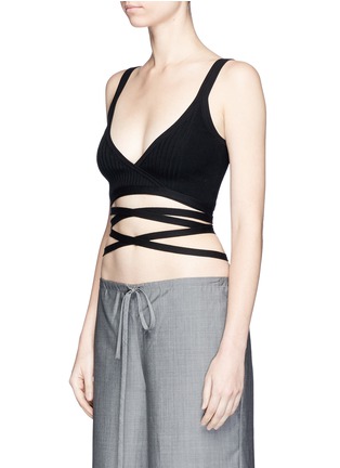 Front View - Click To Enlarge - ALEXANDER WANG - Ribbed knit wrap bra