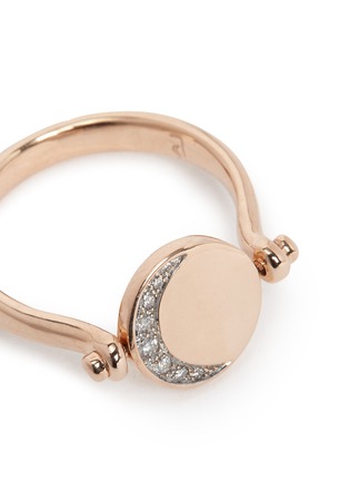  - PAMELA LOVE - 'Reversible Moon Phase' diamond 18k rose gold ring