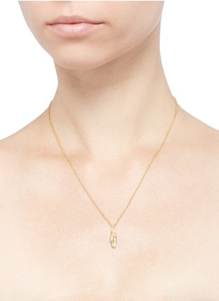 Figure View - Click To Enlarge - PAMELA LOVE - 'Frida' diamond feather pendant 18k gold necklace
