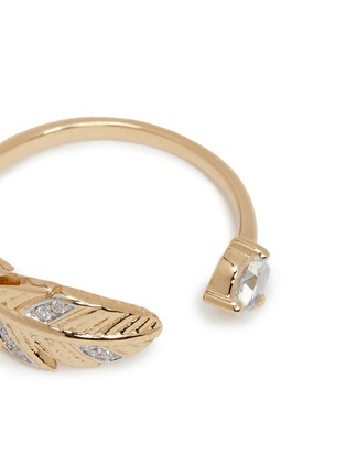 Detail View - Click To Enlarge - PAMELA LOVE - 'Frida' diamond 18k gold feather ring