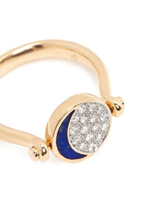 Detail View - Click To Enlarge - PAMELA LOVE - 'Reversible Moon Phase' diamond lapis 18k gold ring