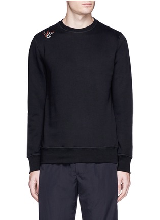 Main View - Click To Enlarge - TIM COPPENS - Bird and mask embroidered patch sweatshirt