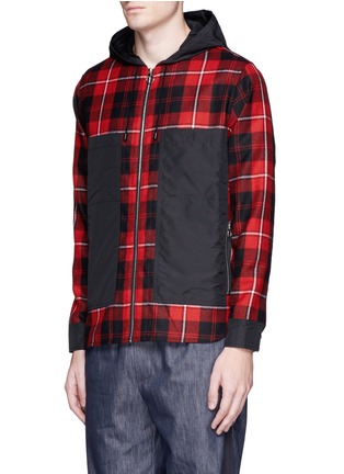 Front View - Click To Enlarge - TIM COPPENS - Check plaid hooded shirt jacket