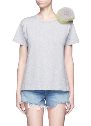 Main View - Click To Enlarge - 73115 - Fur pom pom jersey T-shirt