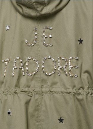 Detail View - Click To Enlarge - 73115 - 'JE T'ADORE' strass and star embellished parka