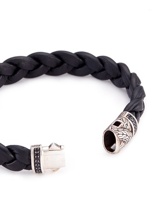 Detail View - Click To Enlarge - JOHN HARDY - Sapphire silver braided leather bracelet