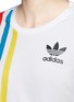 Detail View - Click To Enlarge - ADIDAS - Mesh panel stripe print cotton-modal cropped T-shirt