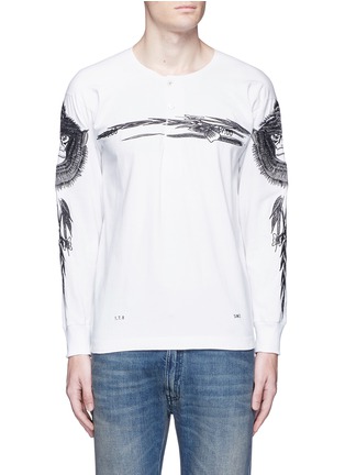 Main View - Click To Enlarge - SAAM1 - 'Gladiolus' monkey embroidery Henley shirt