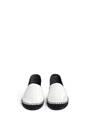 Front View - Click To Enlarge - KENZO - Embossed tiger head patent espadrille slip-ons