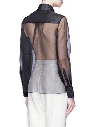 Back View - Click To Enlarge - DELPOZO - Geometric print bib silk organza shirt