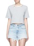Main View - Click To Enlarge - FORTE COUTURE - Faux pearl chain neck cropped French terry sweatshirt