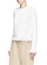 Front View - Click To Enlarge - PROENZA SCHOULER - Fringed woven jacquard wool-cotton top