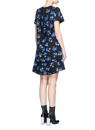 Back View - Click To Enlarge - PROENZA SCHOULER - Floral print raw trim flared shift dress