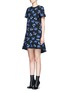 Front View - Click To Enlarge - PROENZA SCHOULER - Floral print raw trim flared shift dress