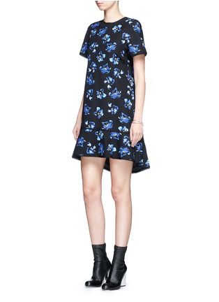 Figure View - Click To Enlarge - PROENZA SCHOULER - Floral print raw trim flared shift dress