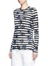 Front View - Click To Enlarge - PROENZA SCHOULER - Floral stripe long sleeve cotton T-shirt