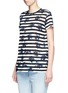 Front View - Click To Enlarge - PROENZA SCHOULER - Floral stripe tissue jersey cotton T-shirt