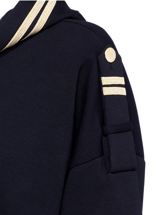 Detail View - Click To Enlarge - NEIL BARRETT - Metallic stripe hooded long military jacket