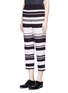 Front View - Click To Enlarge - NEIL BARRETT - Stripe cropped silk pants