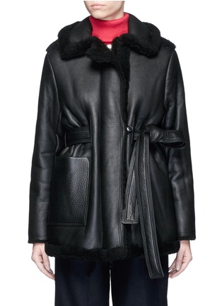 Main View - Click To Enlarge - ACNE STUDIOS - 'Fayette' lambskin shearling belted leather coat