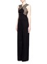 Front View - Click To Enlarge - STELLA MCCARTNEY - Embroidered mesh lace wool jumpsuit