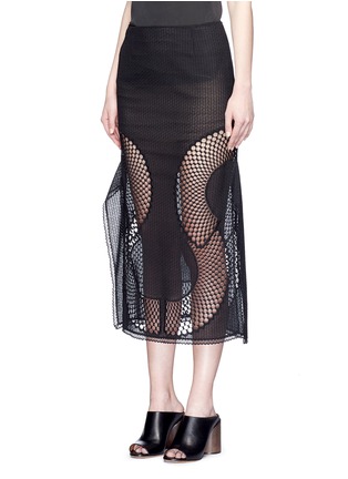 Figure View - Click To Enlarge - STELLA MCCARTNEY - Embroidered mesh lace midi skirt
