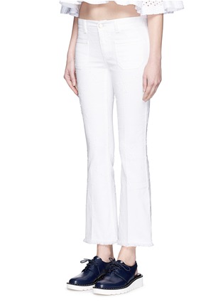 Front View - Click To Enlarge - STELLA MCCARTNEY - Frayed star embroidery boyfriend denim pants