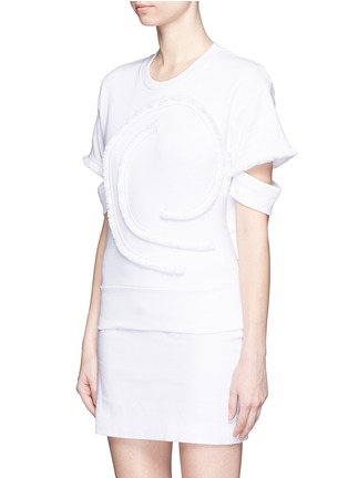 Front View - Click To Enlarge - STELLA MCCARTNEY - Swirl fringe cutout sleeve cotton top
