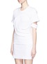 Front View - Click To Enlarge - STELLA MCCARTNEY - Swirl fringe cutout sleeve cotton top
