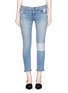 Detail View - Click To Enlarge - RAG & BONE - 'Tomboy' stripe patch distressed slim fit jeans