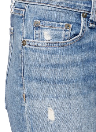 Detail View - Click To Enlarge - RAG & BONE - 'Tomboy' stripe patch distressed slim fit jeans