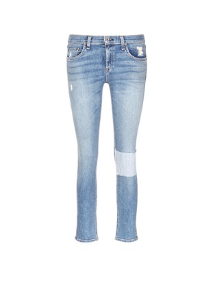 Main View - Click To Enlarge - RAG & BONE - 'Tomboy' stripe patch distressed slim fit jeans