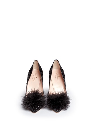Front View - Click To Enlarge - KATE SPADE - 'Lexi Too' pompom sequin pumps