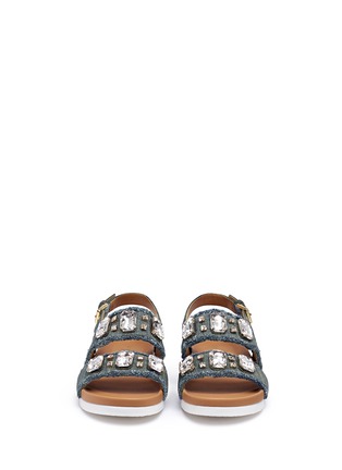 Front View - Click To Enlarge - KATE SPADE - 'Karla' gemstone appliqué denim slingback sandals