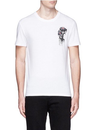 Main View - Click To Enlarge - ALEXANDER MCQUEEN - Dripping flower embroidery T-shirt