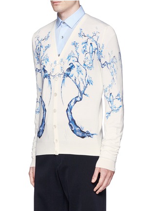 Front View - Click To Enlarge - ALEXANDER MCQUEEN - Porcelain tree print wool-silk cardigan
