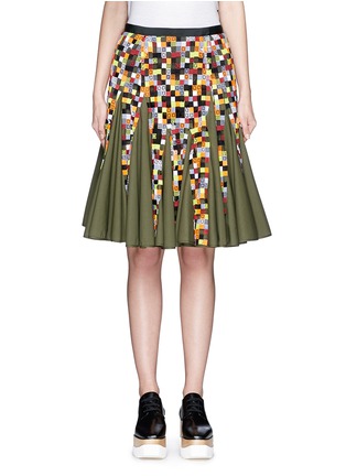 Main View - Click To Enlarge - SACAI - Gridwork bobbin lace flare skirt