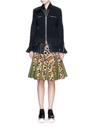 Figure View - Click To Enlarge - SACAI - Gridwork bobbin lace flare skirt