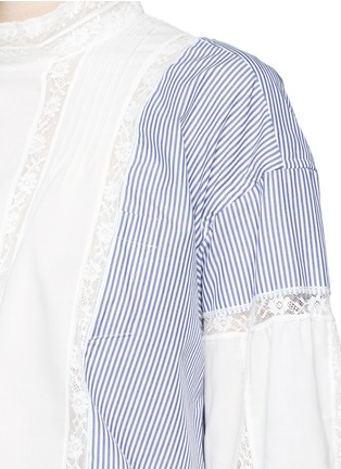 Detail View - Click To Enlarge - SACAI - Lace high neck candy stripe shirt dress