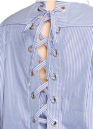 Detail View - Click To Enlarge - SACAI - Lace-up back stripe cotton poplin shirt