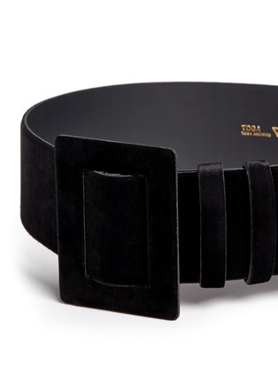 Detail View - Click To Enlarge - TOGA ARCHIVES - Oversize buckle bonded velvet belt