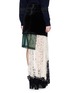 Back View - Click To Enlarge - TOGA ARCHIVES - Velvet floral lace asymmetric layer skirt