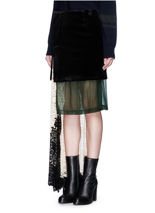 Front View - Click To Enlarge - TOGA ARCHIVES - Velvet floral lace asymmetric layer skirt