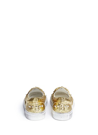 Back View - Click To Enlarge - GIENCHI - Spike glitter leather slip-ons