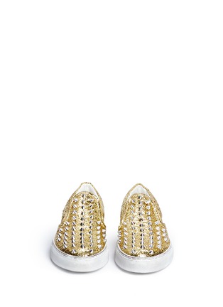 Figure View - Click To Enlarge - GIENCHI - Spike glitter leather slip-ons