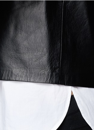 Detail View - Click To Enlarge - THEORY - 'Hodal' detachable poplin insert leather tank top
