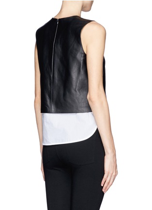 Back View - Click To Enlarge - THEORY - 'Hodal' detachable poplin insert leather tank top