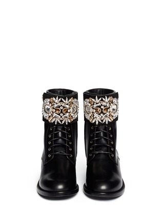Figure View - Click To Enlarge - RENÉ CAOVILLA - Jewelled suede cuff leather boots